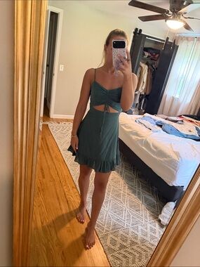 Vici Teal Backless Dress